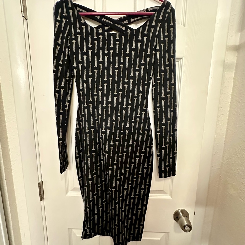 Stylish Black Patterned Dress